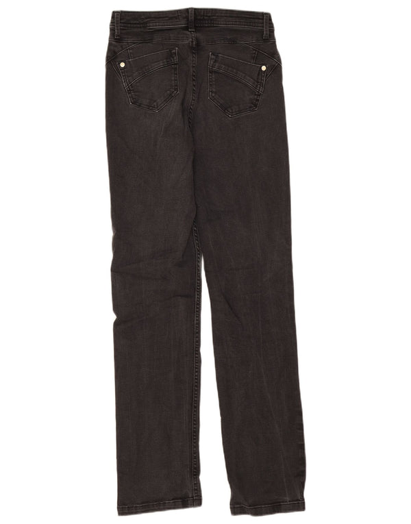 Jeans Marks & Spencer feminino slim UK 8 pequeno W26 L28 algodão preto