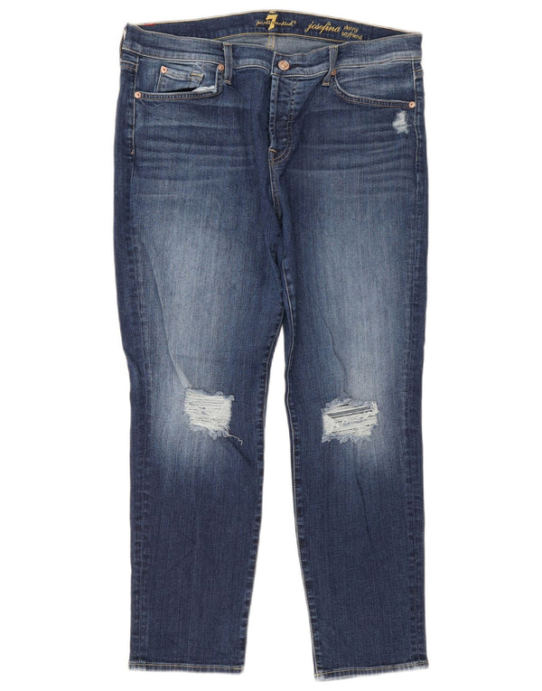 7 For All Mankind feminino namorado corte jeans skinny W32 L26 azul