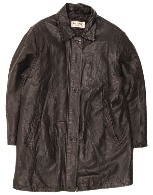 Casaco feminino de couro superdimensionado Rino & Pelle IT 44 médio preto