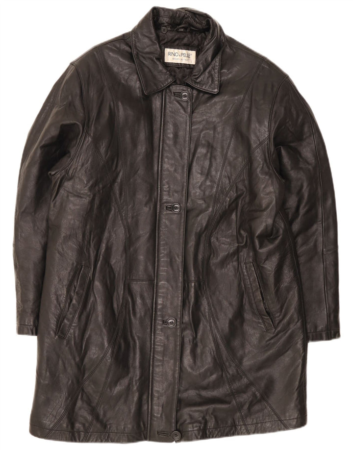 Casaco feminino de couro superdimensionado Rino & Pelle IT 44 médio preto