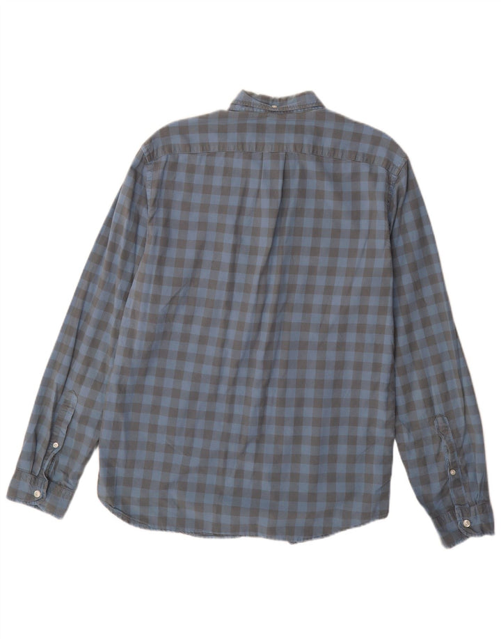 J. CREW Camisa masculina slim de algodão guingão azul médio