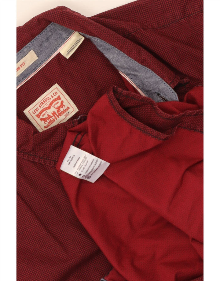 Camisa masculina slim fit LEVI'S algodão manchado vermelho médio