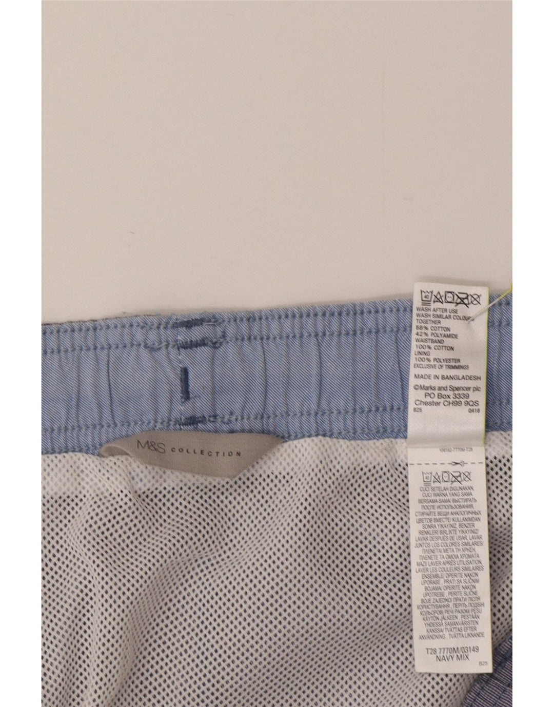 Shorts de natação masculino Marks & Spencer grande algodão azul