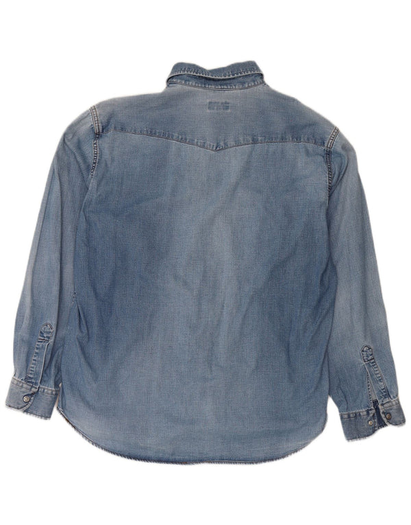 Camisa jeans masculina Carrera XL azul algodão