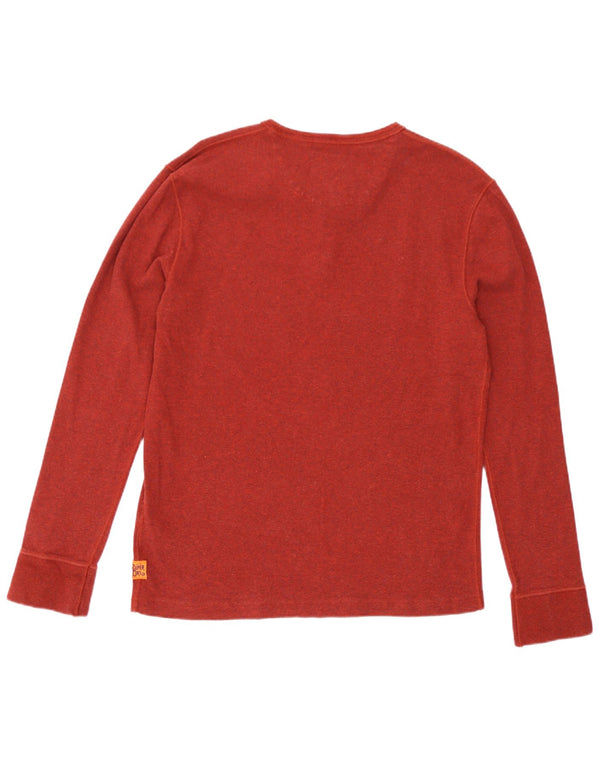 Top masculino Superdry manga comprida 2XL algodão manchado vermelho