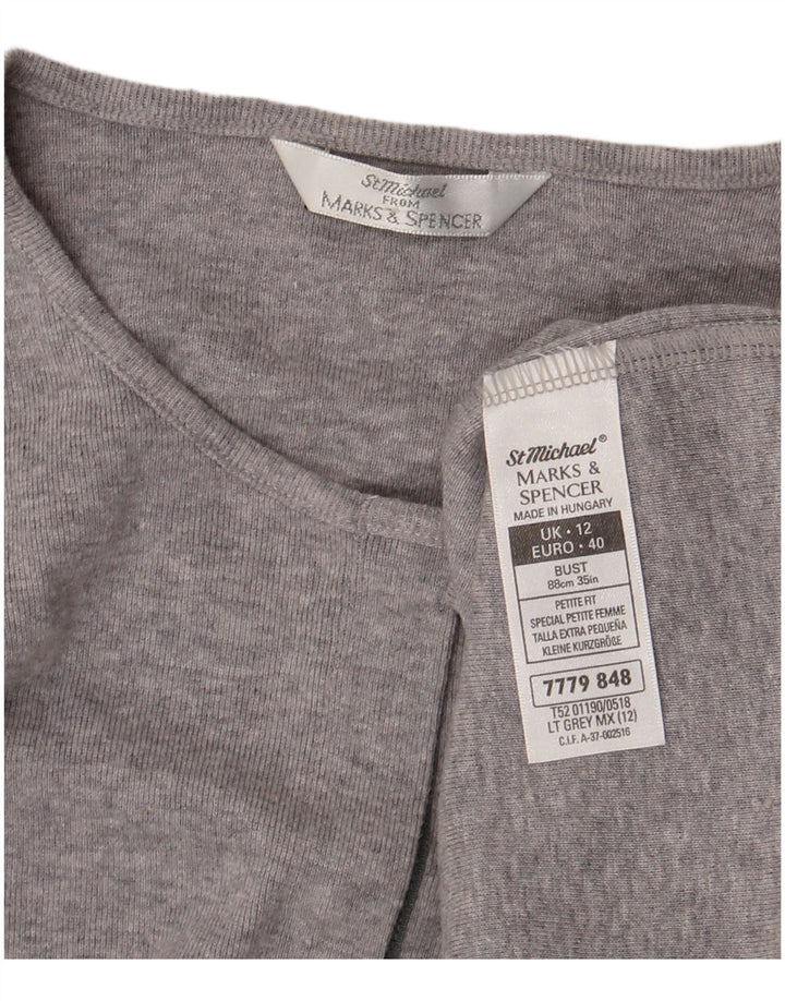 Suéter cardigã feminino Marks & Spencer Reino Unido 12 algodão cinza médio