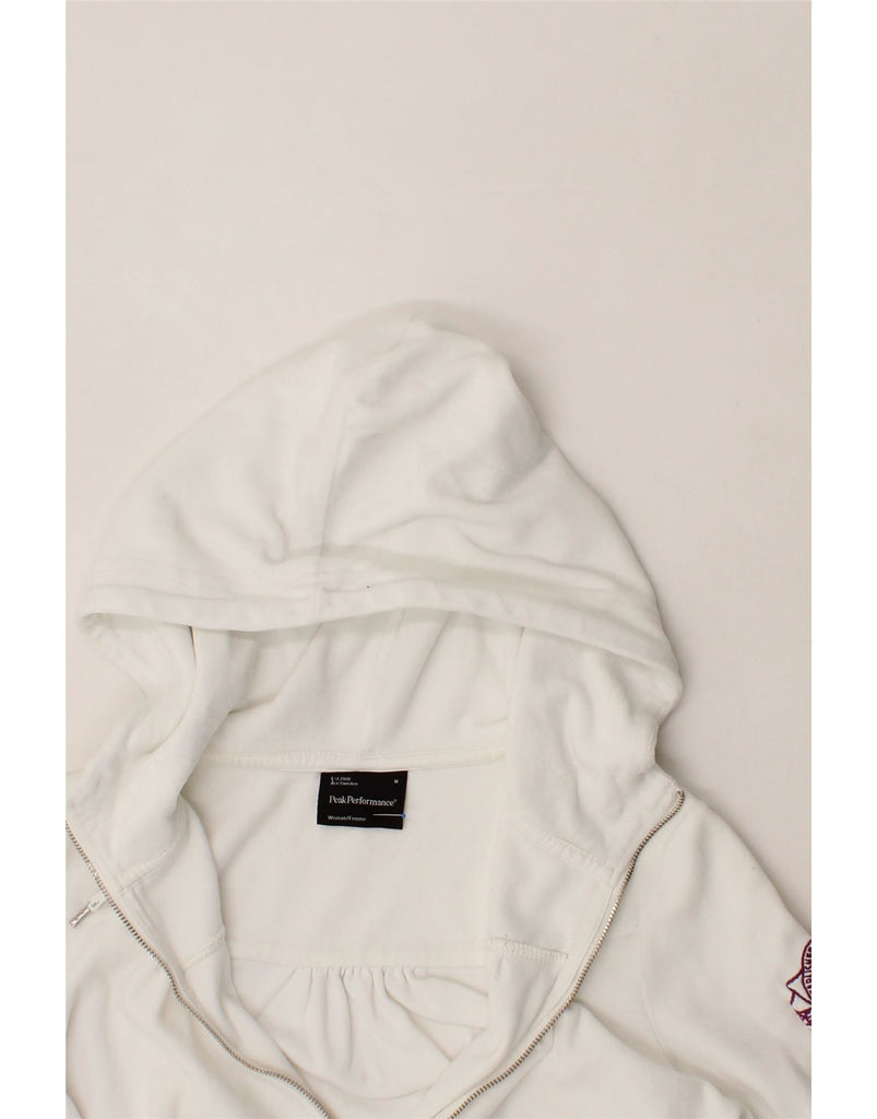 PEAK PERFORMANCE Womens Zip Hoodie Sweater UK 14 Medium White Cotton Vintage Peak Performance and Second-Hand Peak Performance from Messina Hembry 
