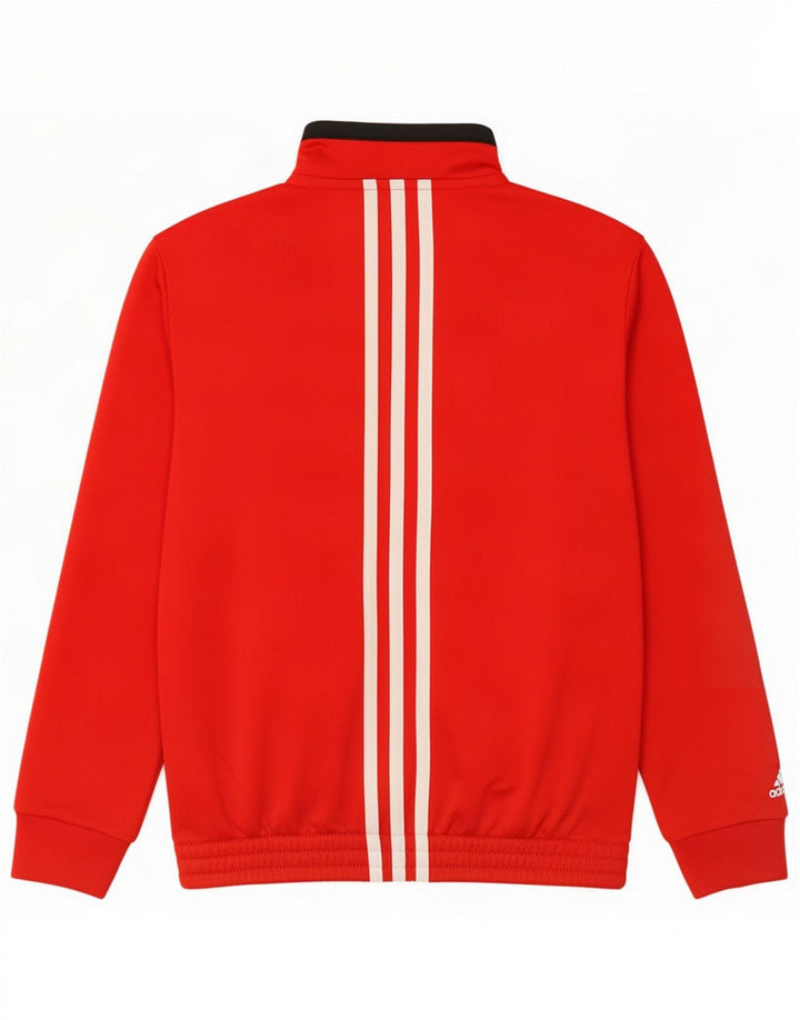 Adidas Boys Graphic Tracksuit Top Jacket 9-10 Years Red Poliéster