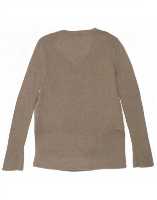 Suéter feminino Zara Longline com decote em V Reino Unido 10 pequeno cinza