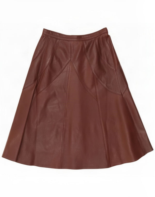 Saia feminina vintage de couro de cintura alta médio W28 marrom