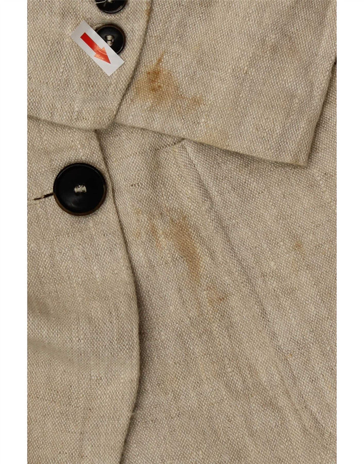 Jaqueta blazer feminina Zara com peito duplo Reino Unido 14 linho bege médio