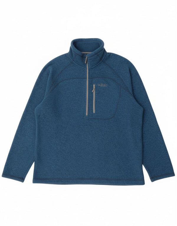 Moletom masculino Rab com zíper e gola XL azul manchado