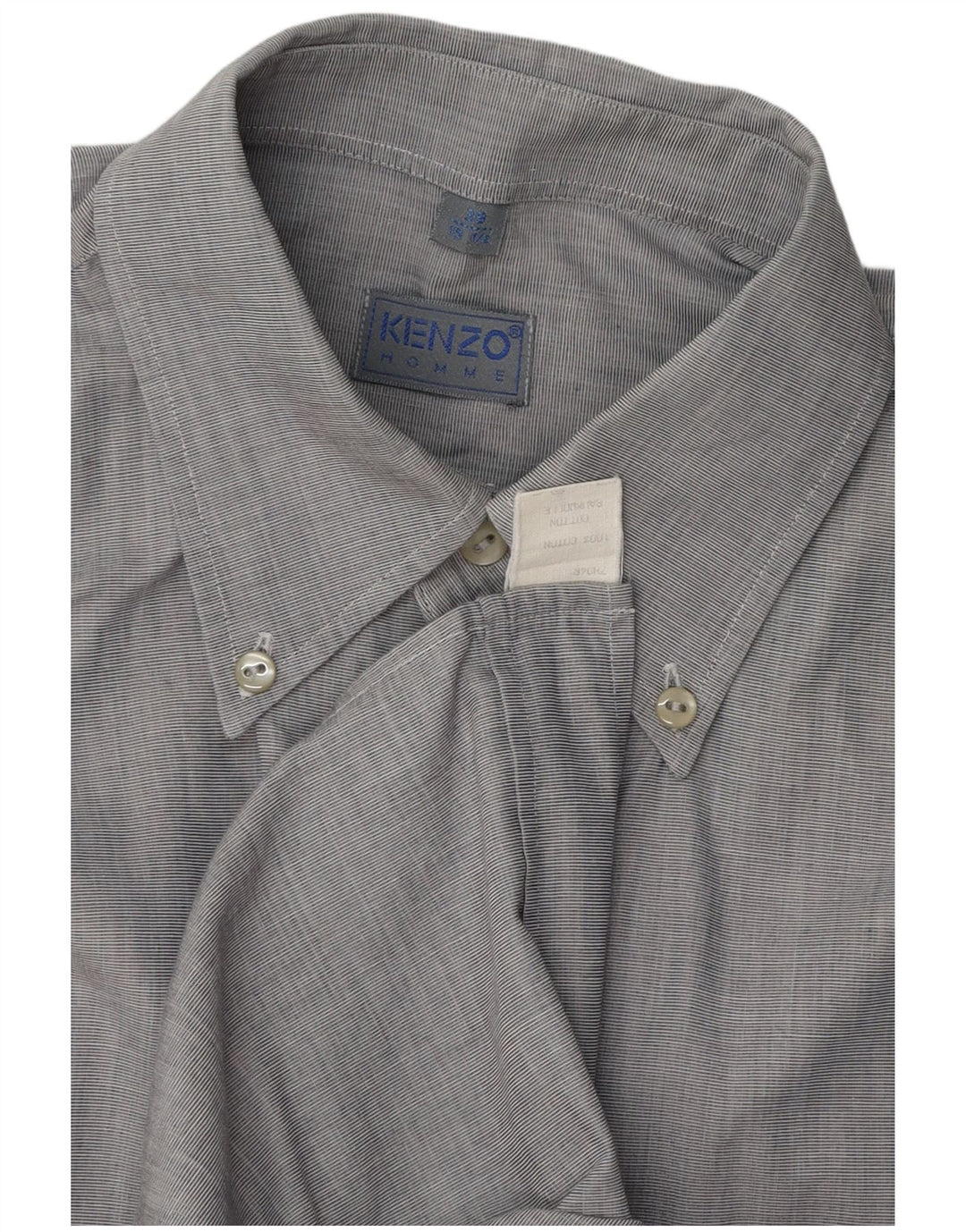 Camisa masculina Kenzo tamanho 39 15 1/2 algodão cinza médio