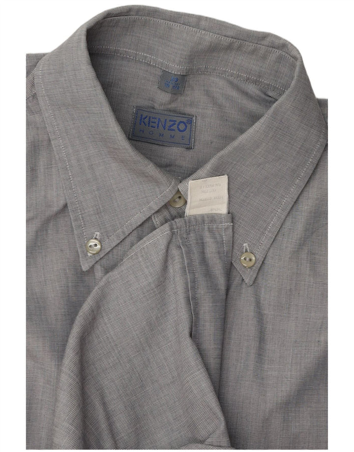 Camisa masculina Kenzo tamanho 39 15 1/2 algodão cinza médio