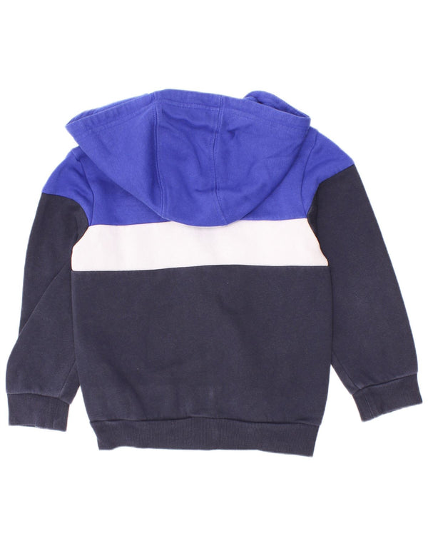 Suéter Adidas Boys Zip com capuz 3-4 anos azul marinho algodão colorblock