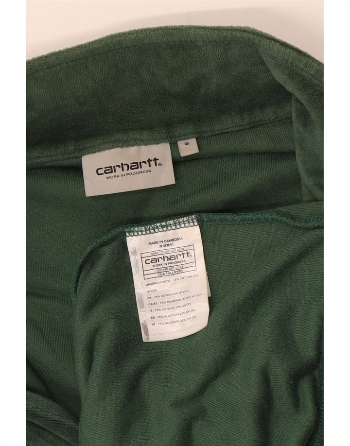 Moletom masculino Carhartt com zíper e gola em algodão verde pequeno