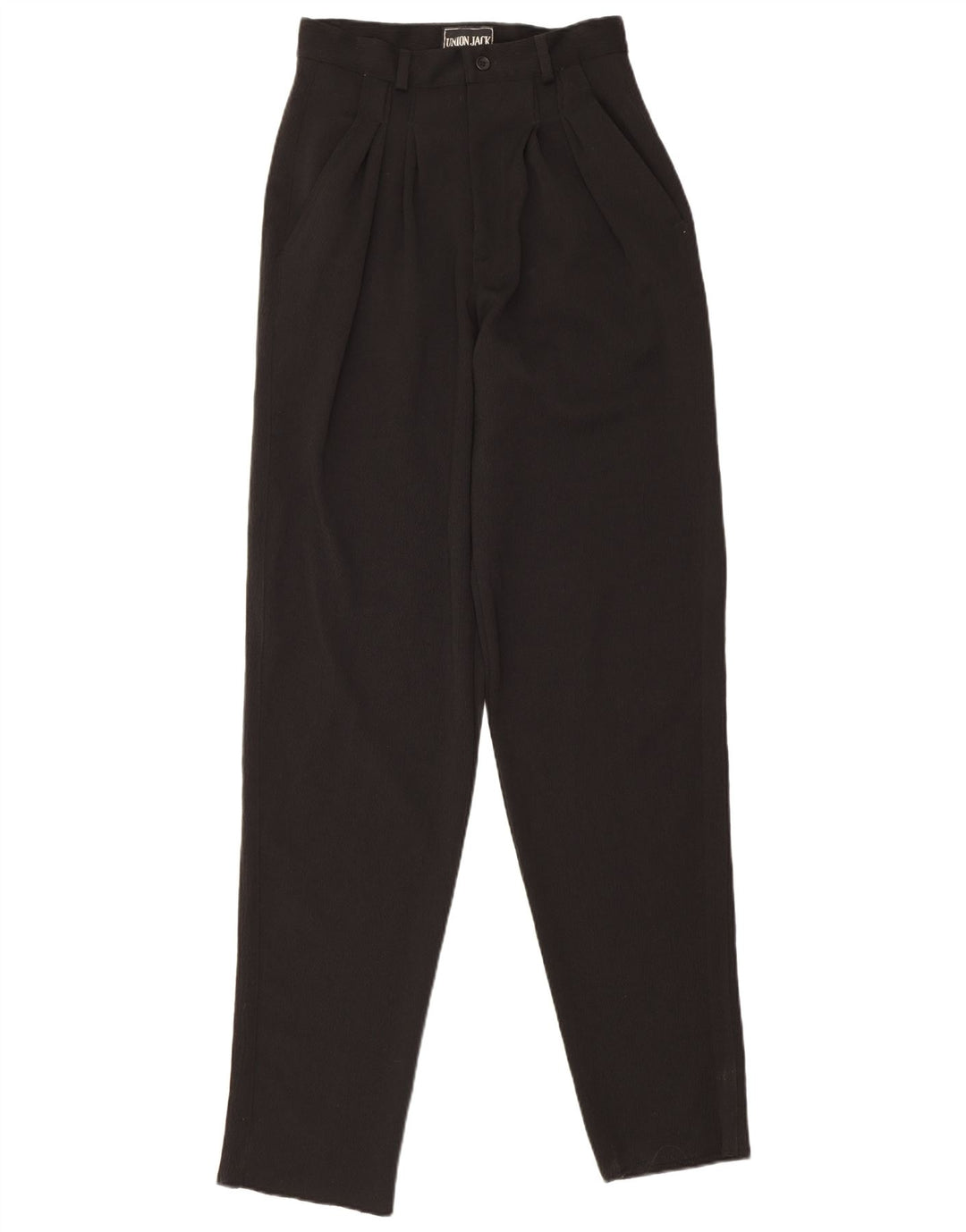 Calça de terno feminina vintage IT 44 médio W26 L35 poliéster preto