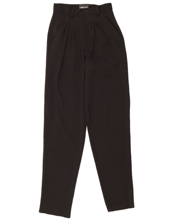 Calça de terno feminina vintage IT 44 médio W26 L35 poliéster preto