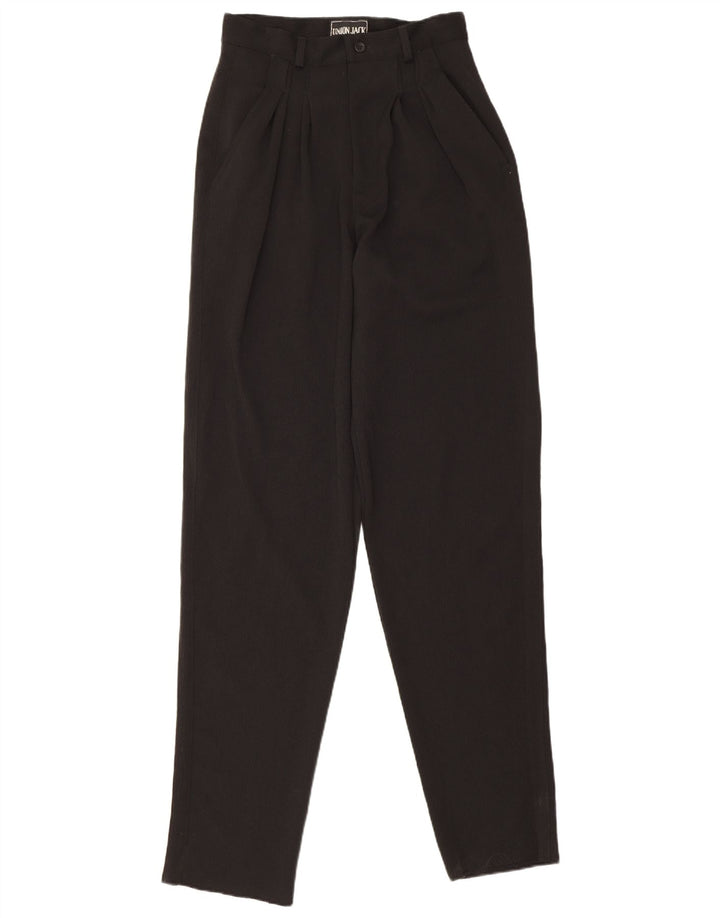 Calça de terno feminina vintage IT 44 médio W26 L35 poliéster preto