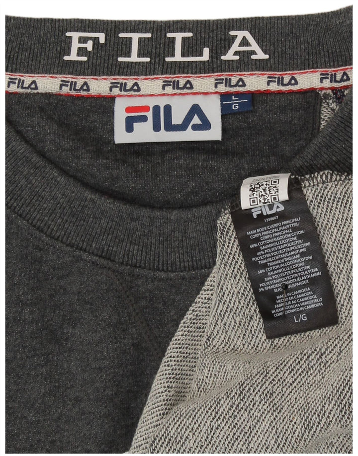 Fila moletom gráfico masculino jumper grande algodão cinza