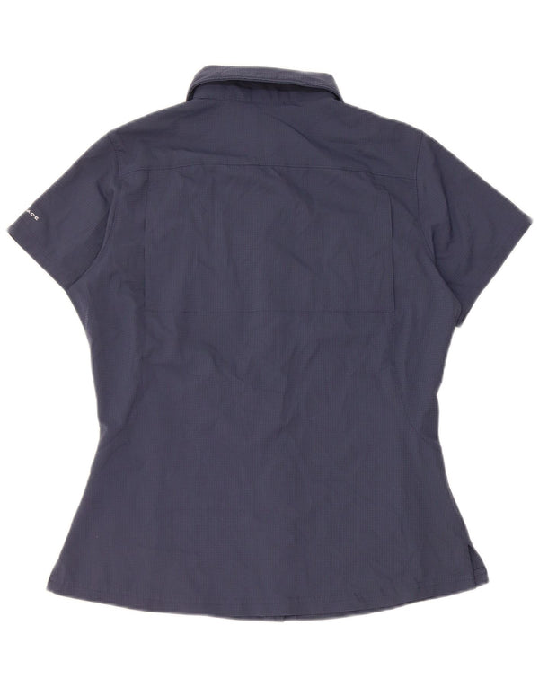 Camisa feminina de manga curta Columbia Omni-Shade Reino Unido 6 XS azul marinho xadrez