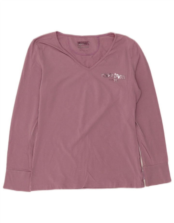 CHAMPION Top feminino Heritage Fit gráfico manga comprida UK 18 XL roxo