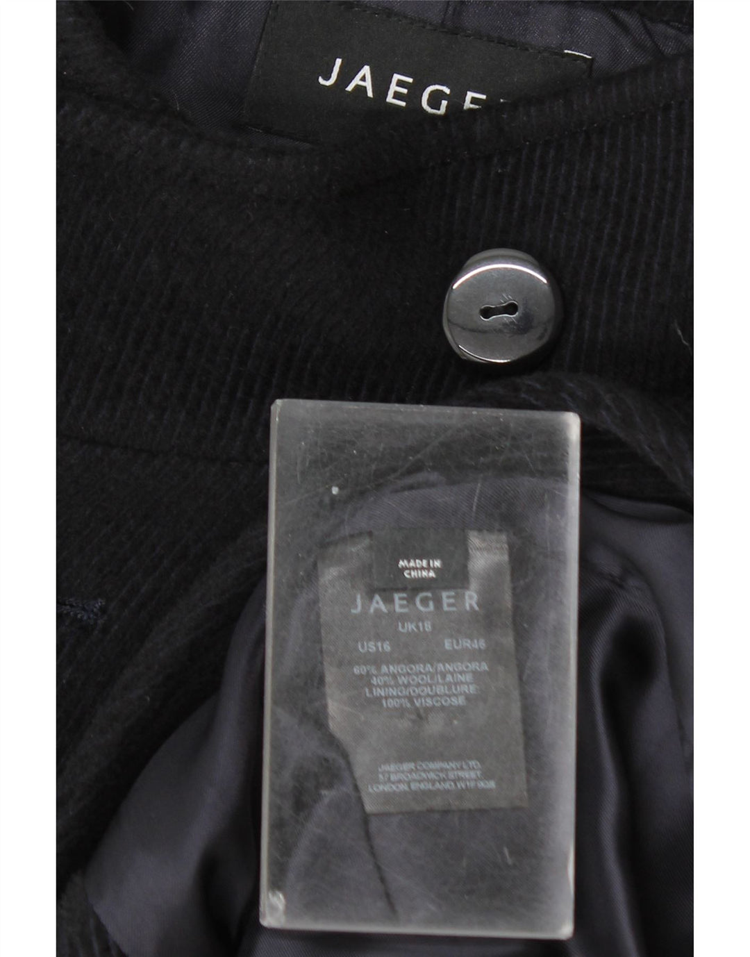 Casaco feminino Jaeger Pea UK 18 XL azul marinho angorá