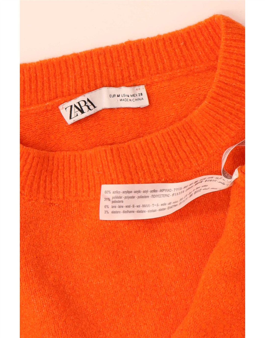 Zara suéter feminino oversized com gola redonda Reino Unido 14 médio laranja acrílico