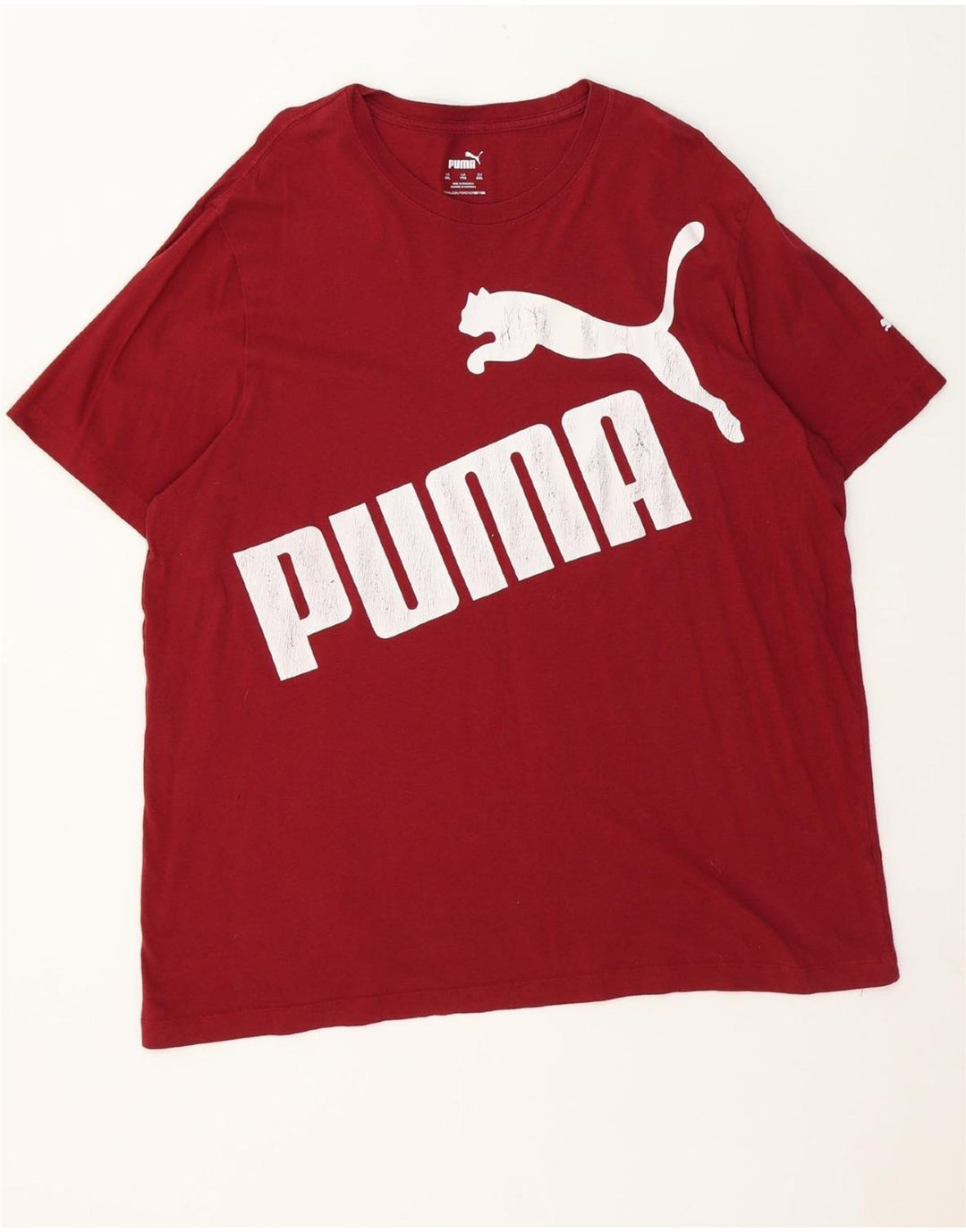 PUMA Mens Graphic T-Shirt Top 2XL Burgundy Cotton Vintage Puma and Second-Hand Puma from Messina Hembry 