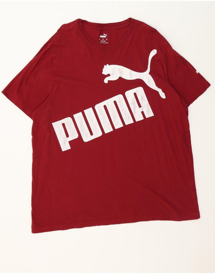 PUMA Mens Graphic T-Shirt Top 2XL Burgundy Cotton Vintage Puma and Second-Hand Puma from Messina Hembry 