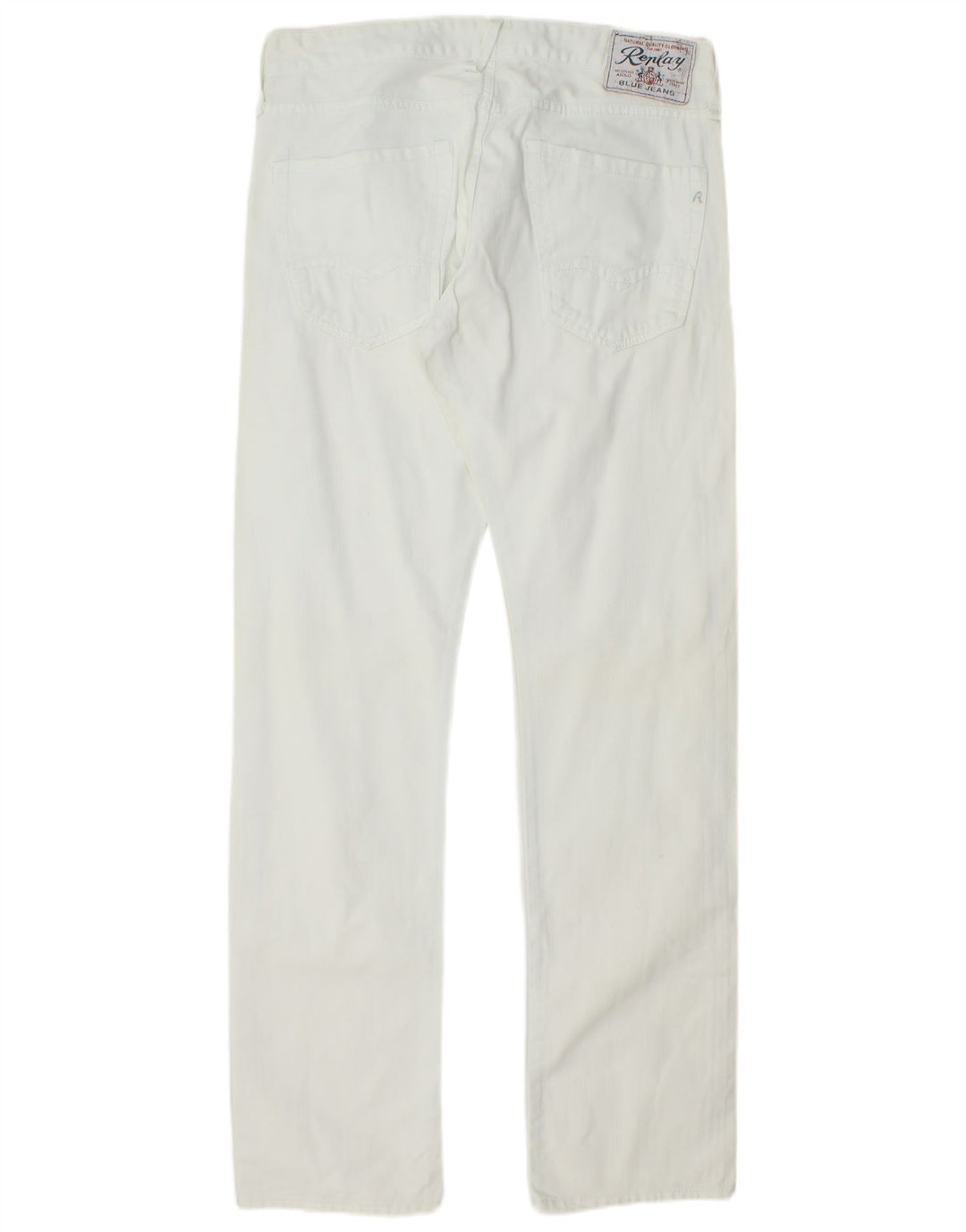 REPLAY Mens Waitom Straight Jeans W32 L34 Algodão Branco