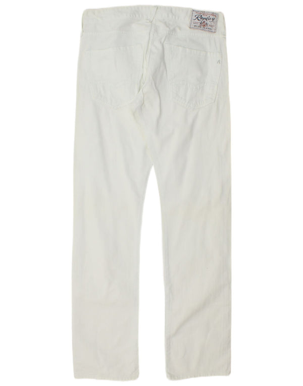 REPLAY Mens Waitom Straight Jeans W32 L34 Algodão Branco