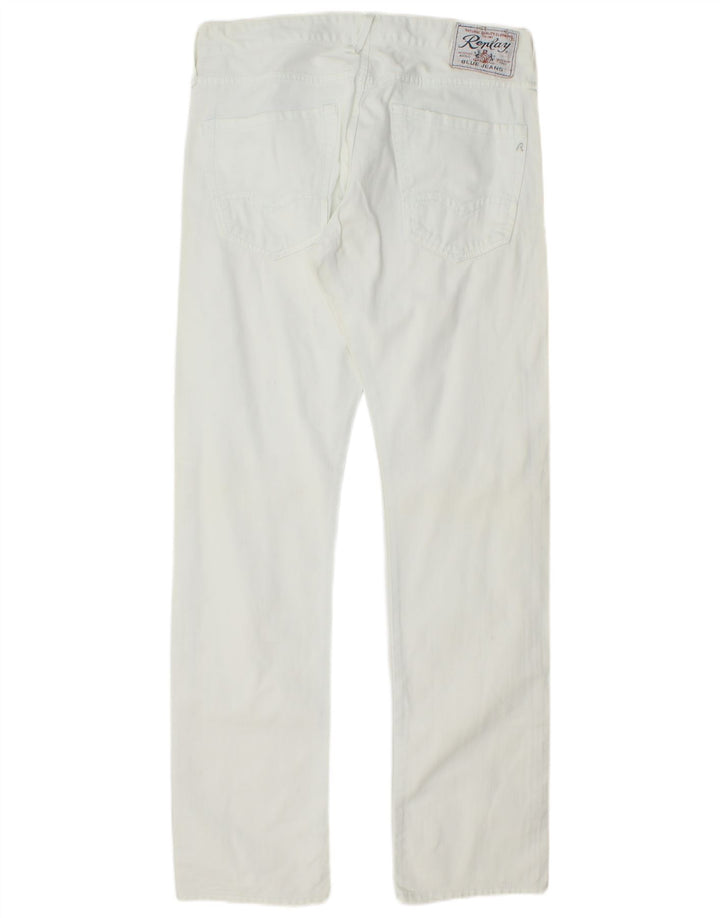 REPLAY Mens Waitom Straight Jeans W32 L34 Algodão Branco