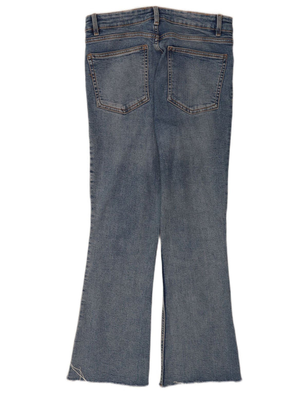 Zara Calça Jeans Feminina Flare Cropped EU 40 Médio W30 L25 Azul