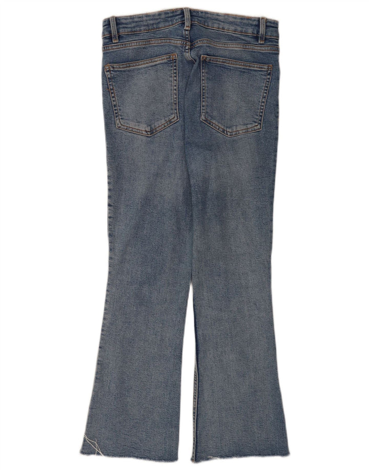 Zara Calça Jeans Feminina Flare Cropped EU 40 Médio W30 L25 Azul