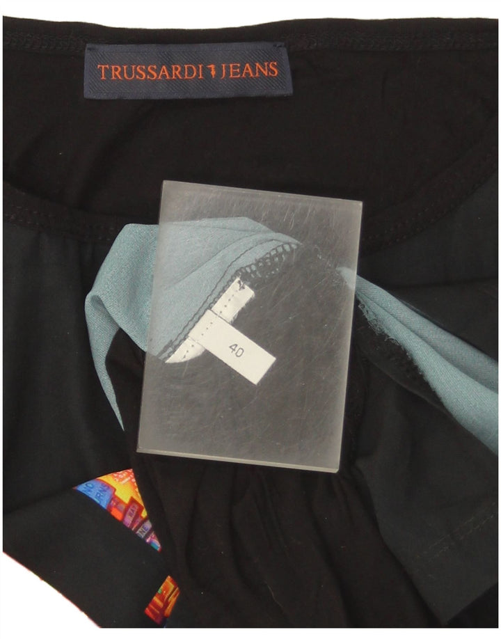 Colete gráfico feminino Trussardi Jeans Top IT 40 pequeno preto
