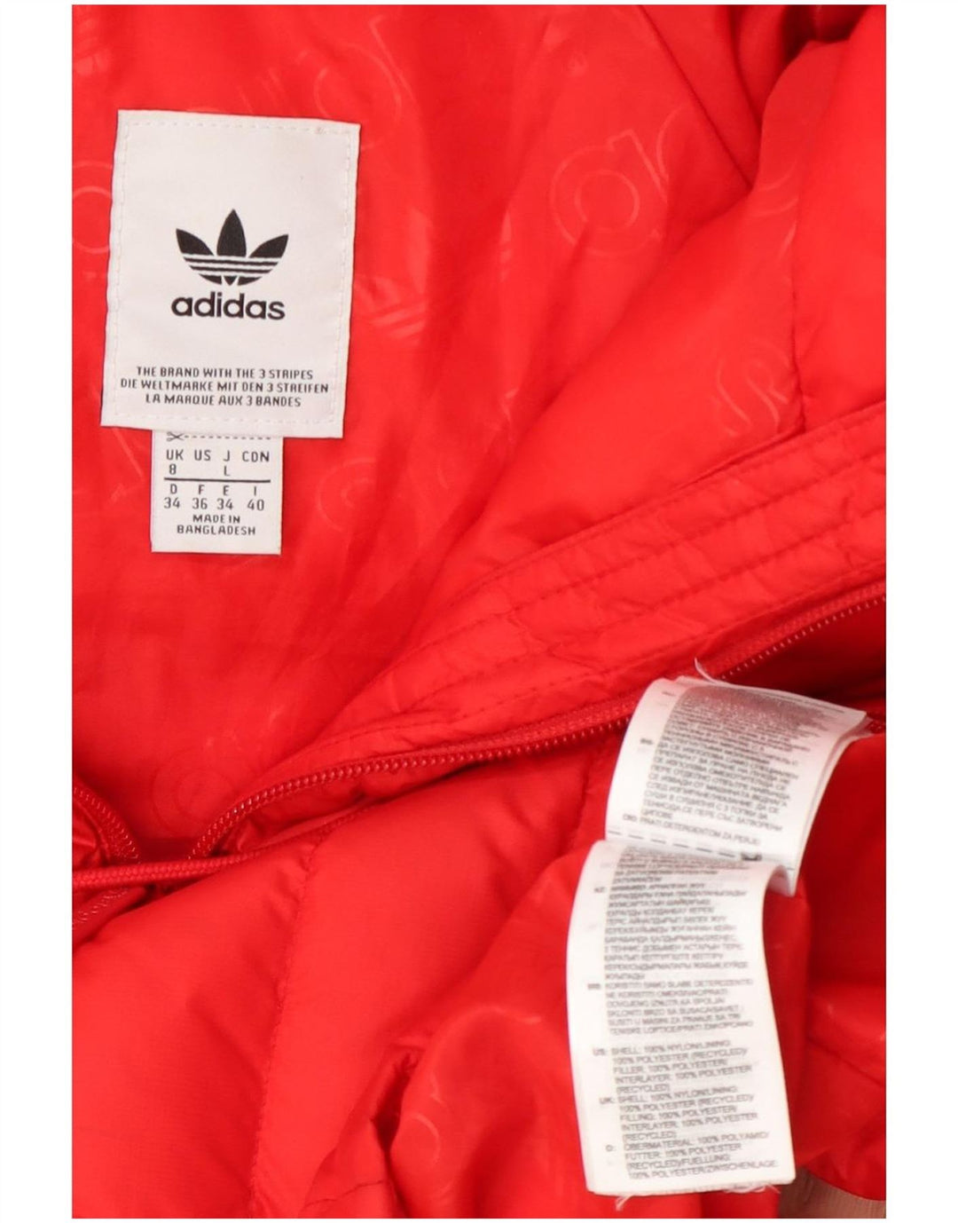 Jaqueta acolchoada com capuz feminina Adidas UK 8 pequena laranja nylon