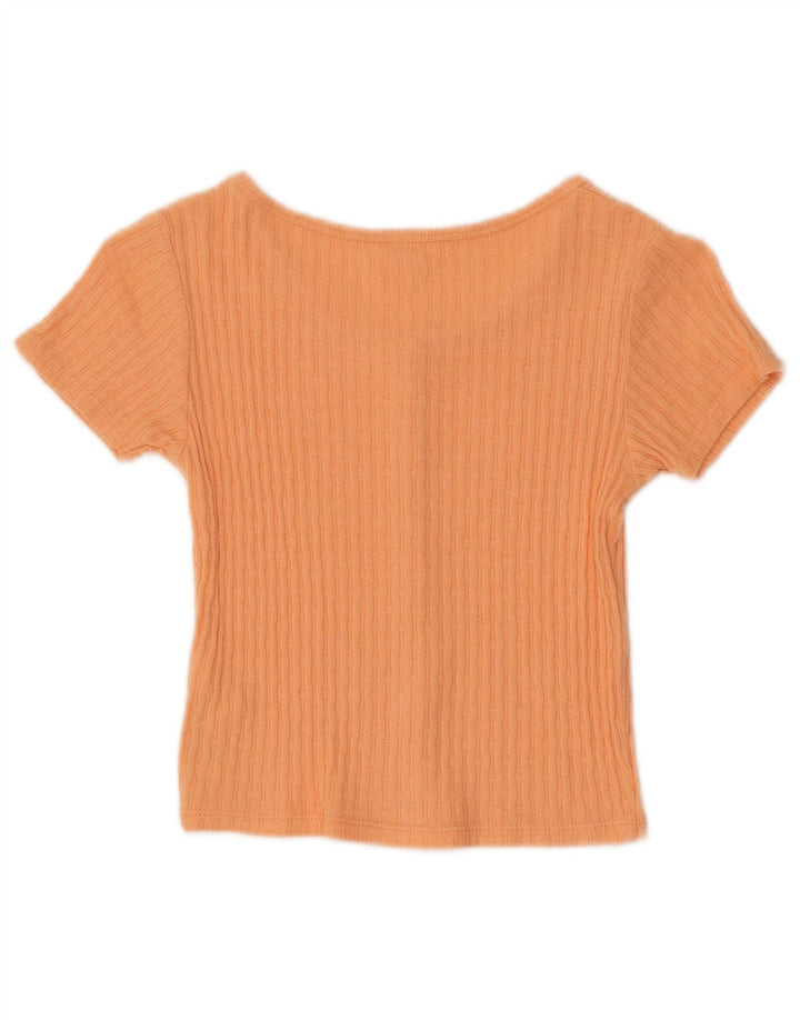Zara Girls Top curto de manga curta 8-9 anos laranja