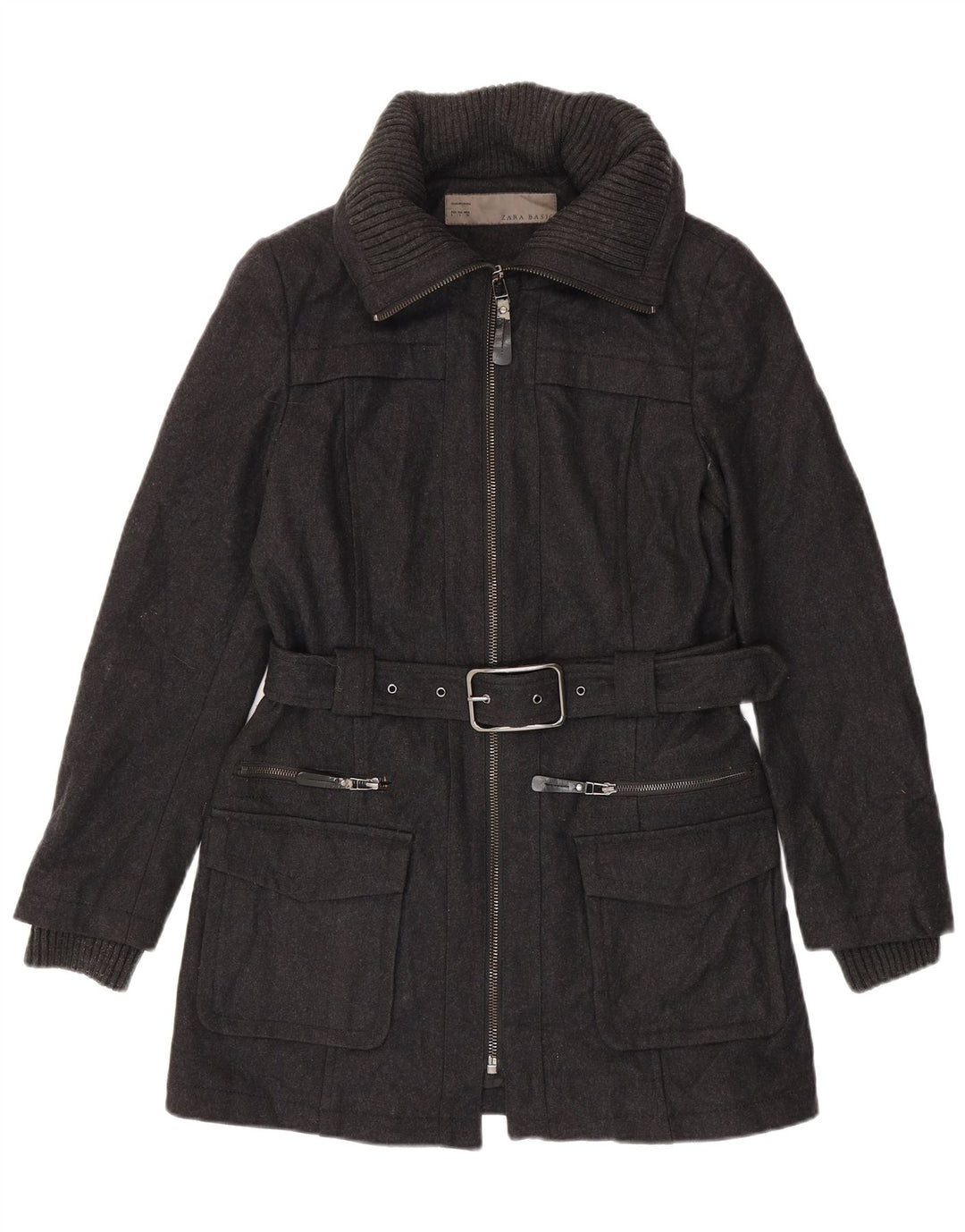 Sobretudo feminino Zara UK 16 grande cinza