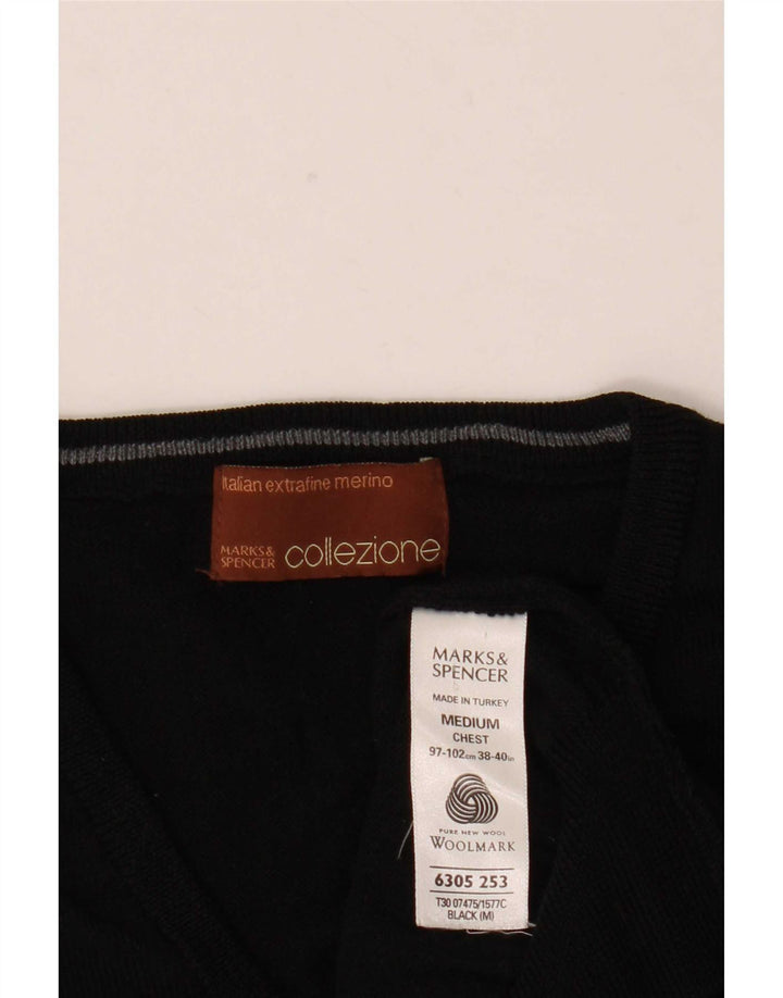 Regata masculina Marks & Spencer com colete médio de lã merino preta
