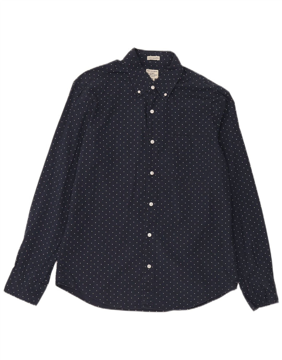 Camisa masculina J. Crew Slim Fit média azul marinho com bolinhas de algodão