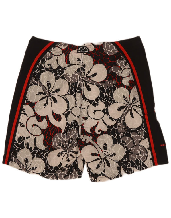 Sundek Mens Graphic Natação Shorts Grande Poliéster Floral Preto