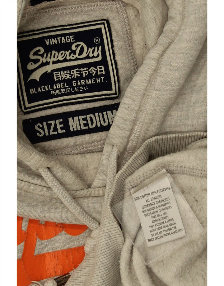 Suéter Superdry masculino com capuz gráfico cinza médio algodão