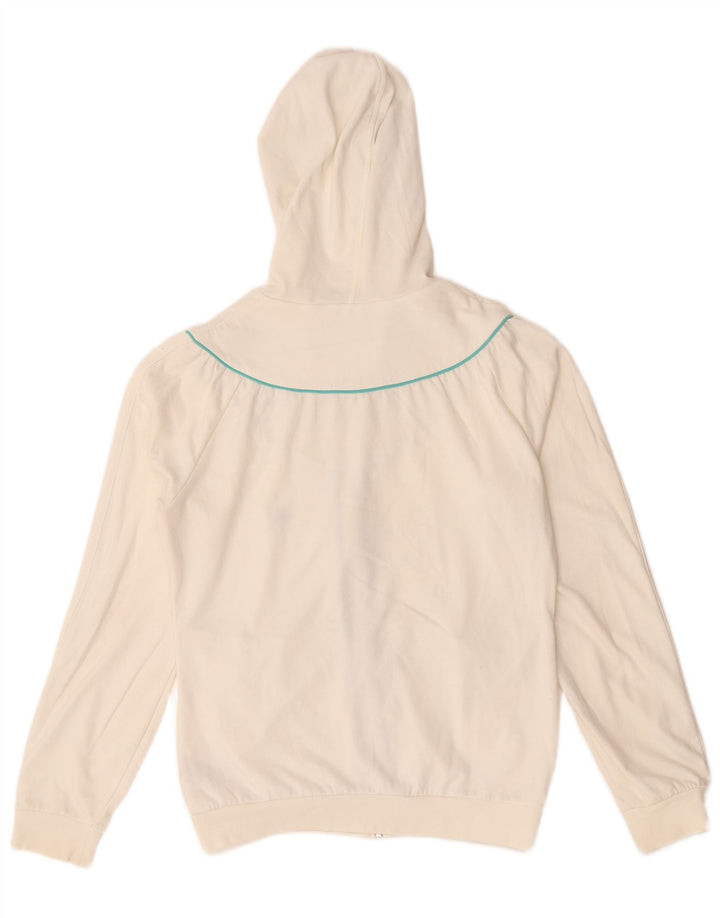 Adidas feminino zip moletom com capuz IT 44 médio algodão branco