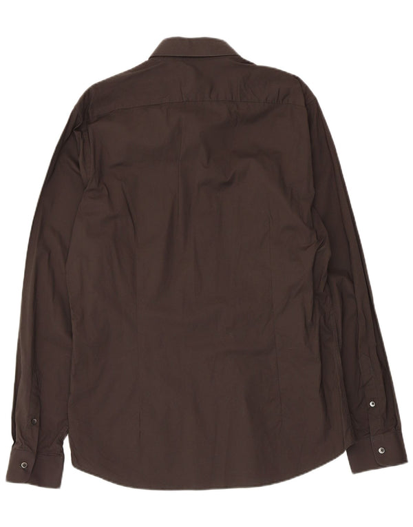Camisa masculina Reiss Slim Fit grande algodão preto