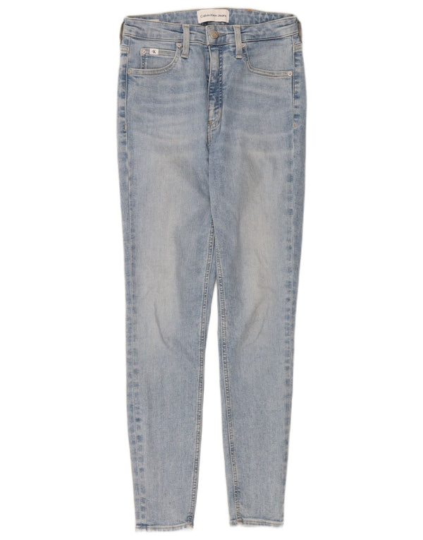 Calça jeans skinny feminina de cintura alta Calvin Klein W28 L28 algodão azul