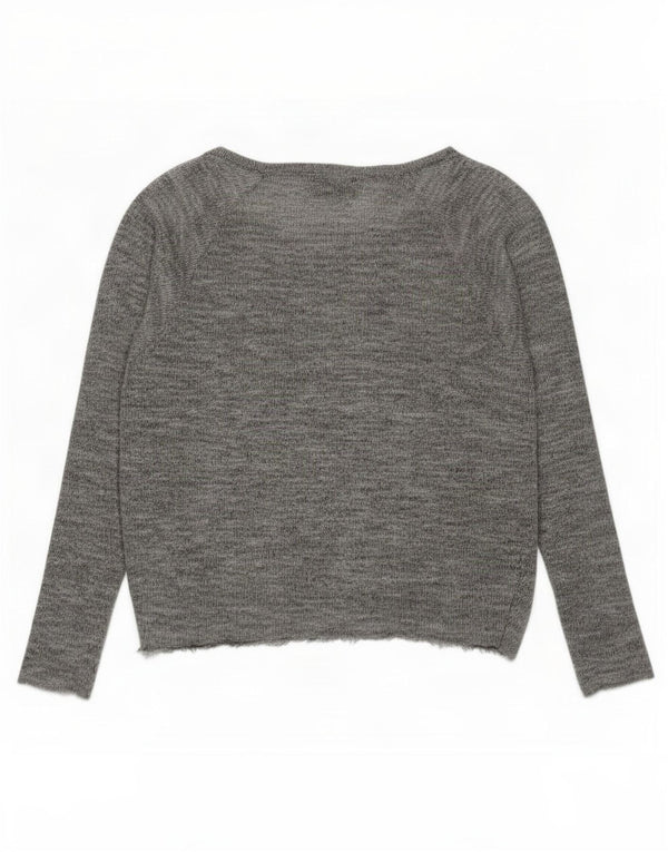 Topshop Suéter feminino oversized com gola canoa Reino Unido 12 cinza médio manchado