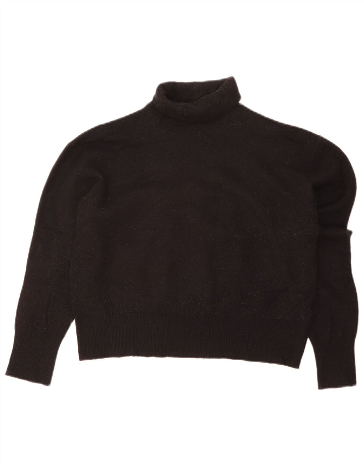 Zara Suéter feminino cropped com gola redonda Reino Unido 14 médio preto
