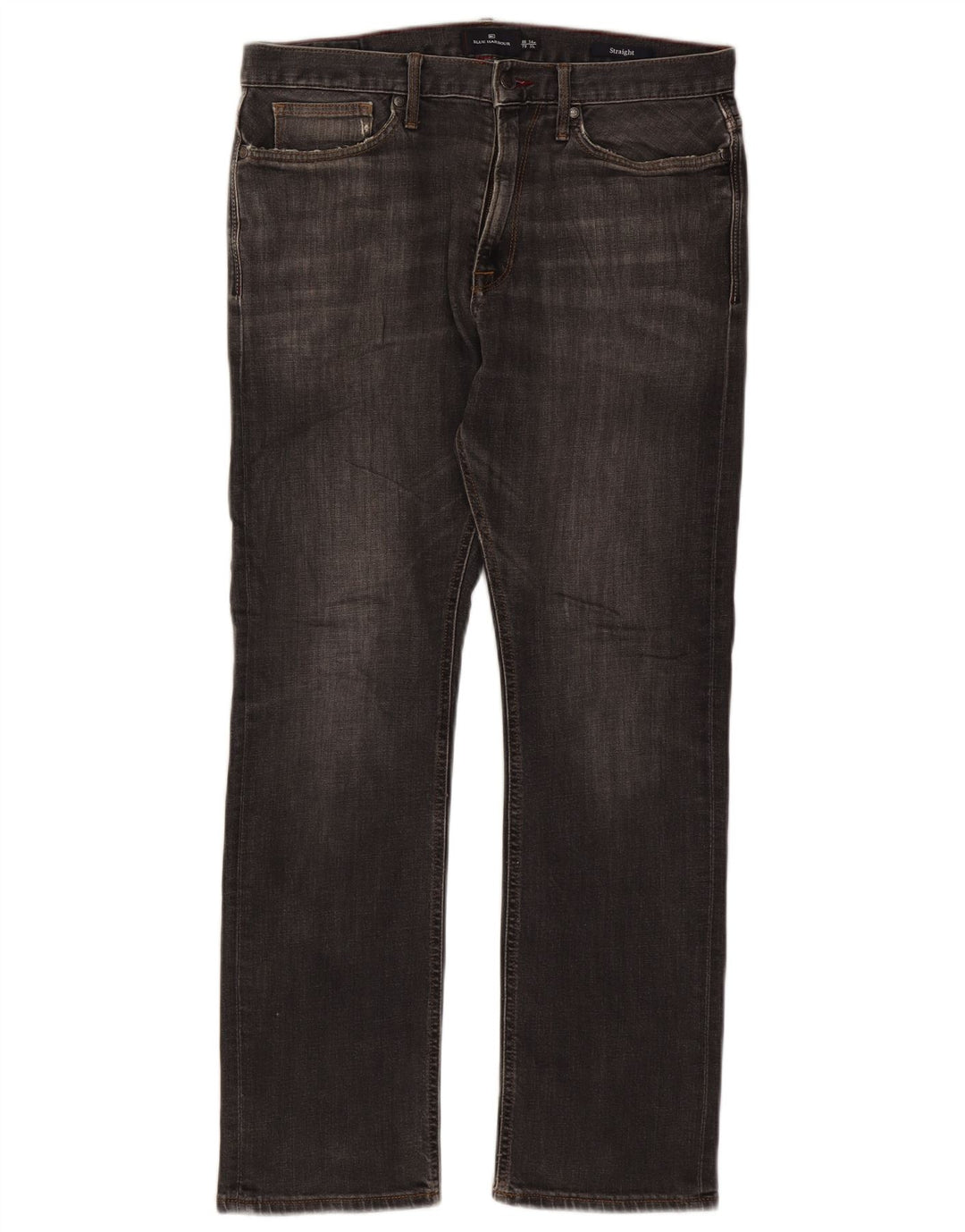 Calça jeans reta masculina Marks & Spencer Blue Harbor W34 L29 algodão cinza