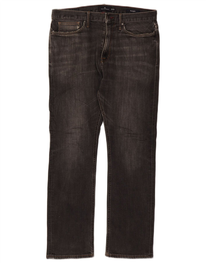 Calça jeans reta masculina Marks & Spencer Blue Harbor W34 L29 algodão cinza